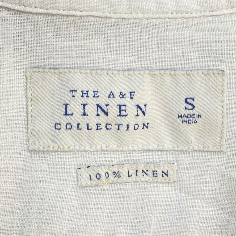 Abercrombie & Fitch 100% Linen Short Sleeve Shirt In White Size S - Picture 6 of 9